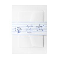 Seashells blue wavy border beach wedding