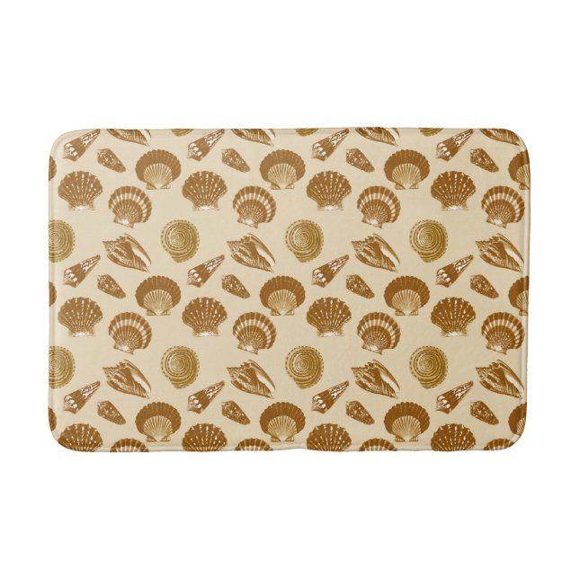 Seashells - Brown on a beige background Bath Mat (Front)
