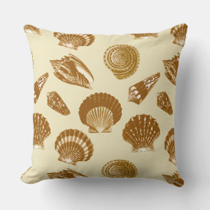 Seashells - Brown on a beige background Cushion