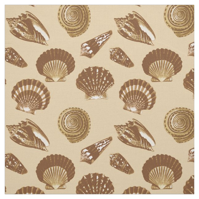 Seashells - Brown on a beige background Fabric (Swatch)