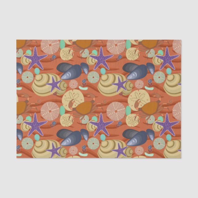 Seashells By The Red Shore Tissue Paper (Front)