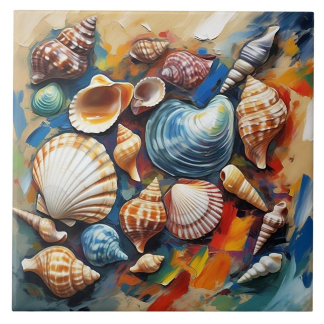 Seashells  ceramic tile (Front)