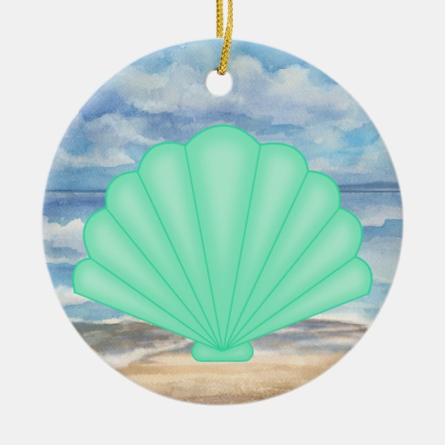 Seashells Ceramic Tree Decoration (Front)