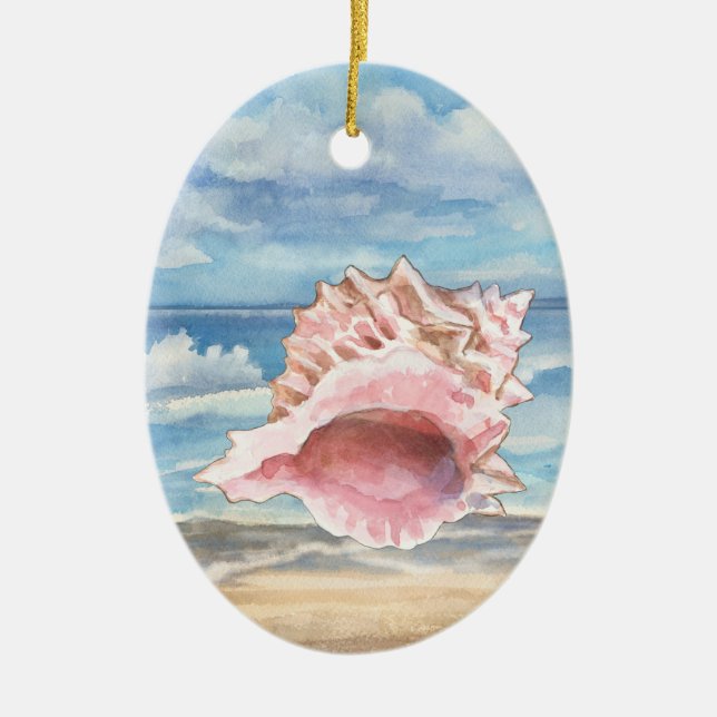 Seashells Ceramic Tree Decoration (Front)