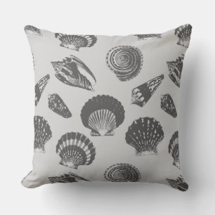 Seashells - Charcoal and silver grey Cushion