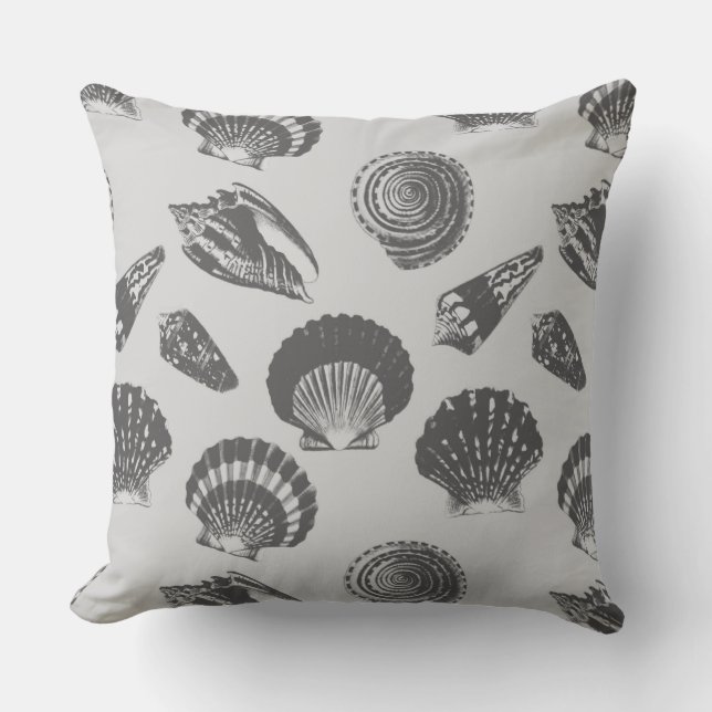 Seashells - Charcoal and silver grey Cushion (Front)