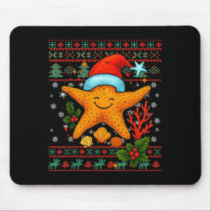 Seashells Christmas Ocean Water Starfish Ugly Xmas Mouse Pad