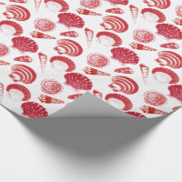 Seashells - cinnabar red on a white background