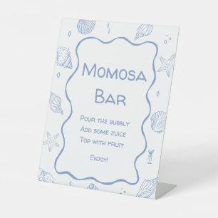 Seashells Coastal Baby Shower Momosa Bar Pedestal Sign