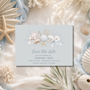 Seashells Coastal Beach Wedding Photo  Save The Date