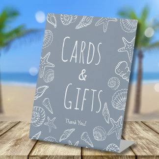 Seashells Coastal Bridal Shower Cards & Gifts Sign