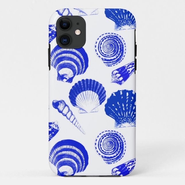 Seashells - cobalt blue on a white background Case-Mate iPhone case (Back)