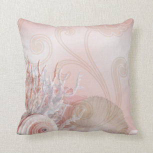 Seashells & Coral Beach Decor   pink Cushion