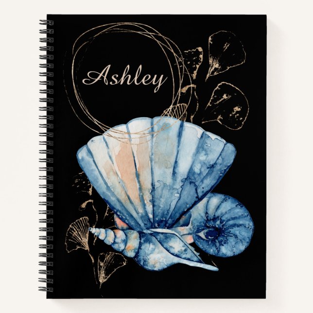 Seashells Custom Name Notebook (Front)