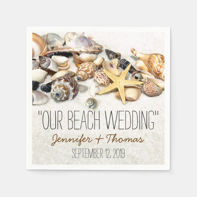 Seashells Custom Wedding Napkins (Front)