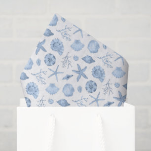 Seashells Decoupage Paper, Coastal Seashore Tissue Paper