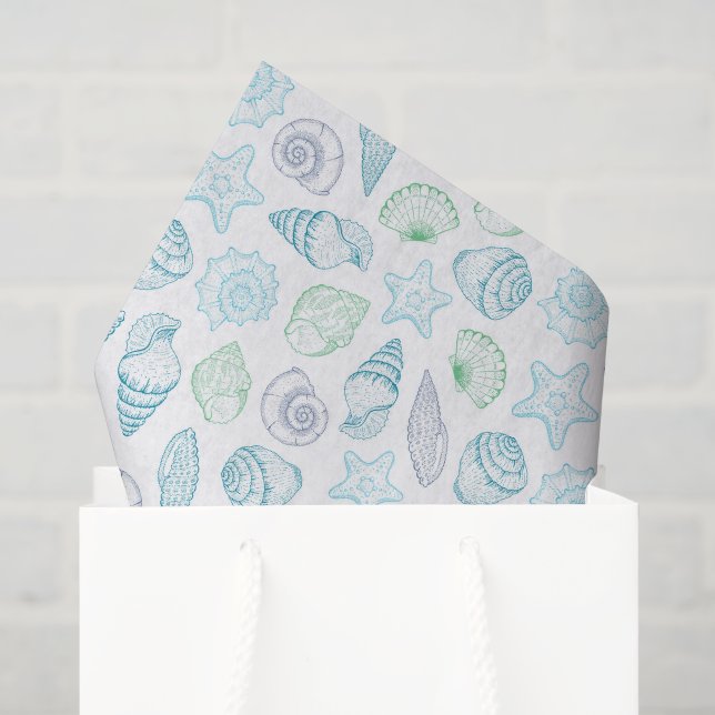 Seashells Decoupage Tissue Paper, Beach Coastal Paper (Gift Bag)