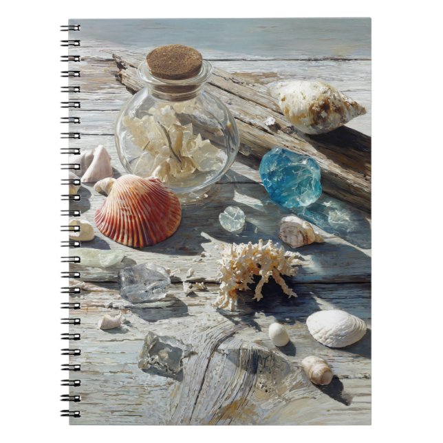Seashells Driftwood Coastal Treasures Notebook (Front)