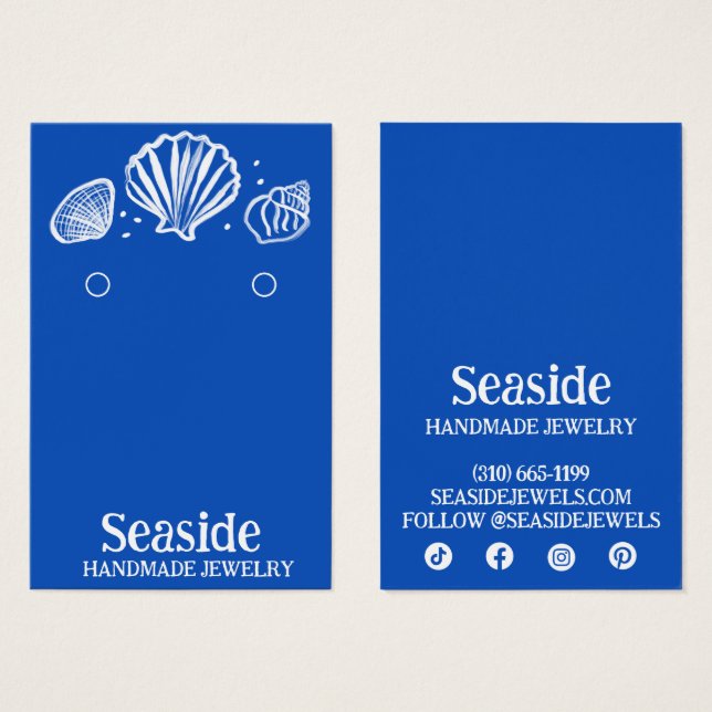 SEASHELLS Earring Necklace Jewellery Display Card (Front & Back)