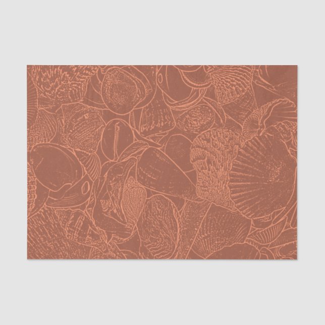 Seashells Earth Tone Terracotta  Ocean Beach Tissue Paper (Front)