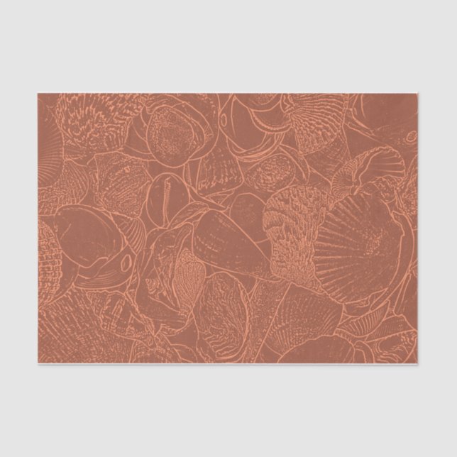 Seashells Earth Tone Terracotta  Ocean Beach Tissue Paper (Front)