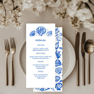 Seashells Frame Beach Wedding CUSTOM Party  Menu