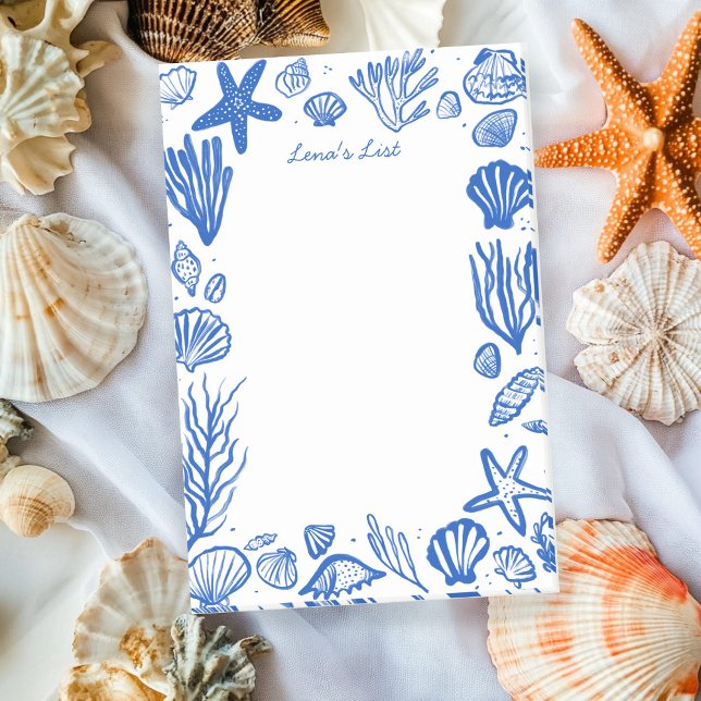 Seashells Frame Blue Beach CUSTOM NAME Post-it Notes (Seashells Frame Blue Beach CUSTOM NAME Post-it Notes
)