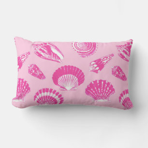 Seashells - Fuchsia pink and white Lumbar Cushion