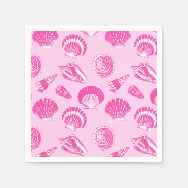 Seashells - Fuchsia pink and white Napkin (Front)