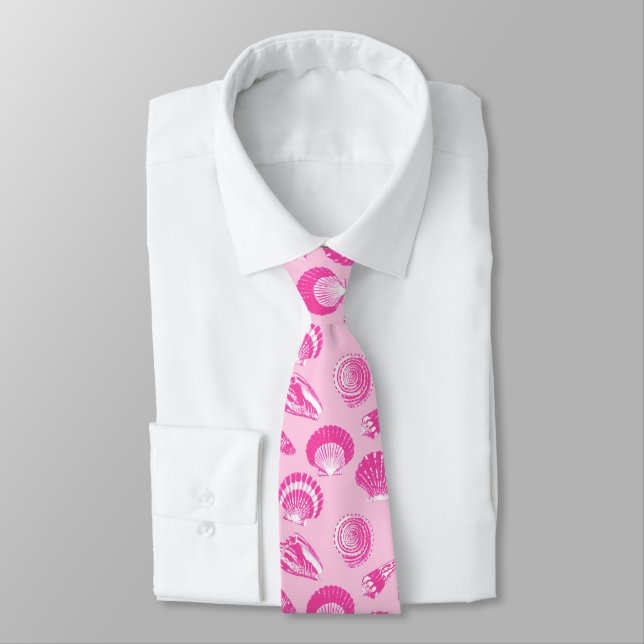 Seashells - Fuchsia pink and white Tie (Tied)