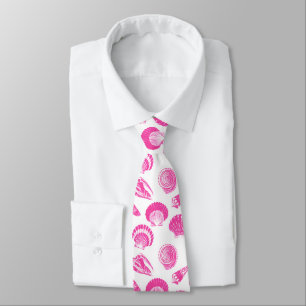 Seashells - Fuchsia pink and white Tie