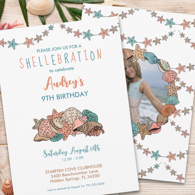 Seashells Girls Beach Birthday Invitation (Creator Uploaded)