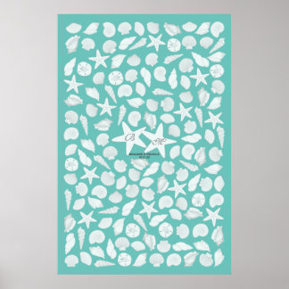 Seashells Guest Book Poster - 150 Spaces