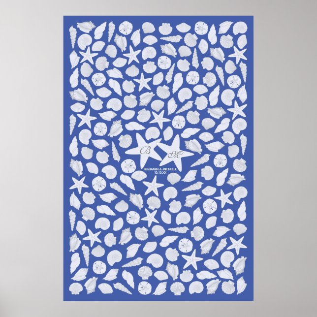 Seashells Guest Book Poster - 200 Spaces (Front)
