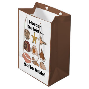 Seashells Hard Outside Soft Inside Attitude Quote Medium Gift Bag