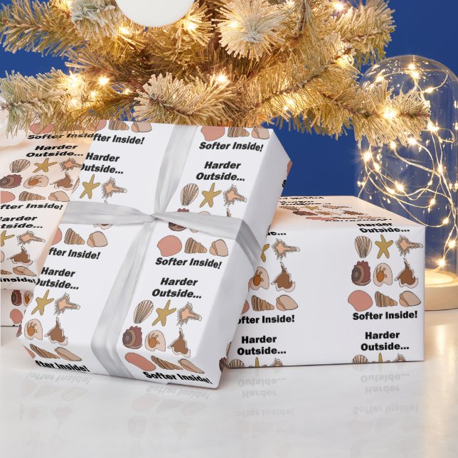 Seashells Hard Outside Soft Inside Attitude Quote Wrapping Paper (Holidays)