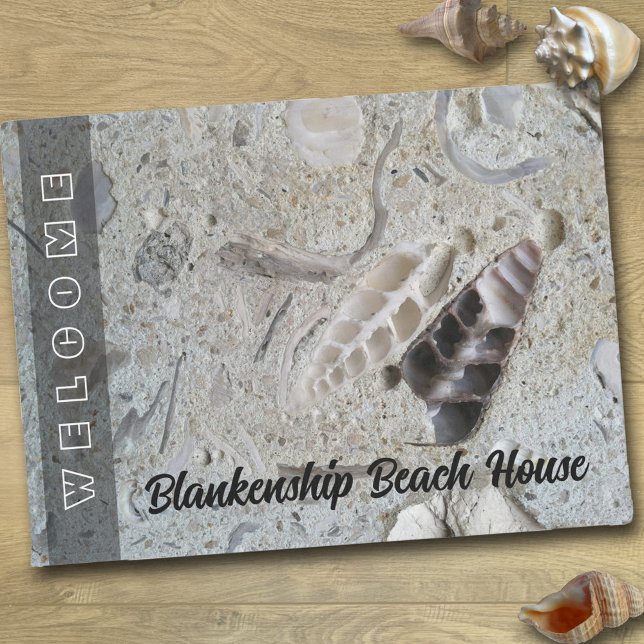Seashells in Concrete Beach House Custom Doormat (Creator Uploaded)