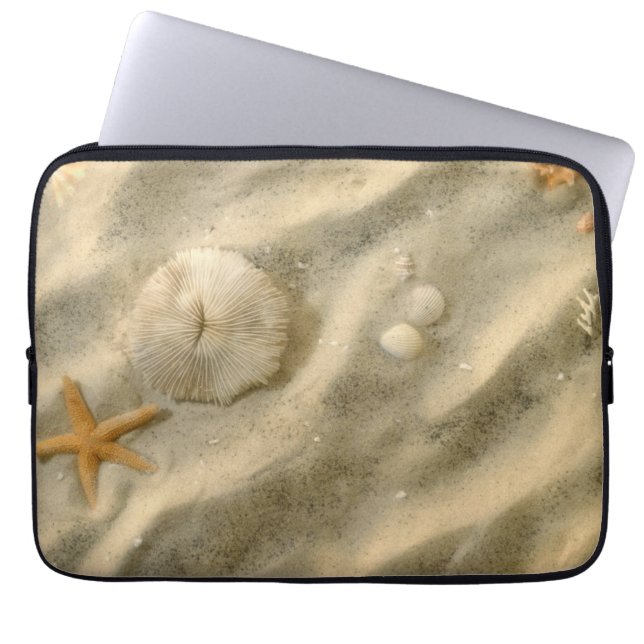 Seashells In Sand Laptop Sleeve (Front)