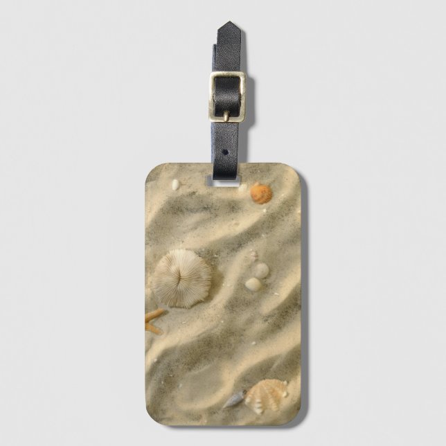 Seashells In Sand Luggage Tag (Front Vertical)
