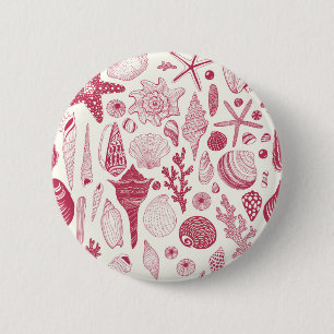 Seashells in Viva Magenta- Color of the Year 2023 6 Cm Round Badge