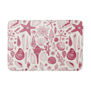 Seashells in Viva Magenta- Color of the Year 2023 Bath Mat