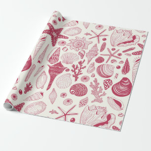 Seashells in Viva Magenta- Color of the Year 2023 Wrapping Paper