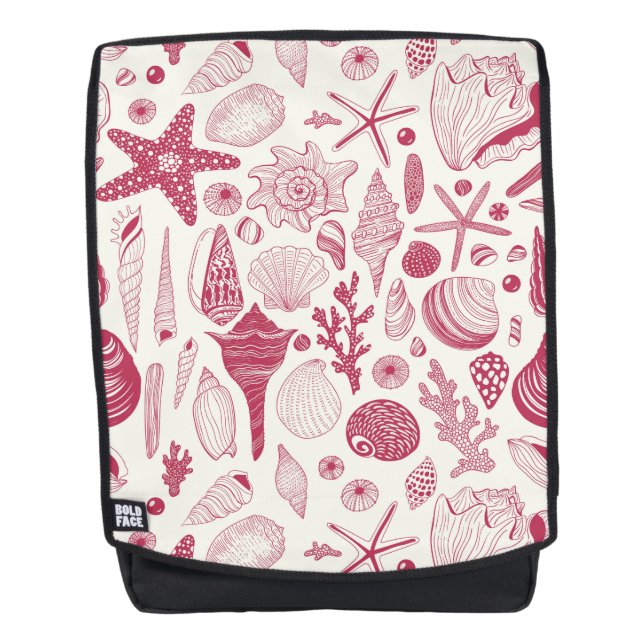 Seashells in Viva Magenta- Colour of the Year 2023 Backpack (Front)