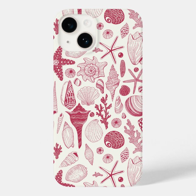 Seashells in Viva Magenta- Colour of the Year 2023 Case-Mate iPhone Case (Back)
