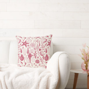 Seashells in Viva Magenta- Colour of the Year 2023 Cushion
