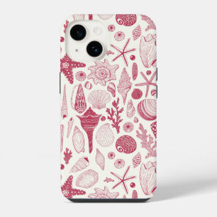 Seashells in Viva Magenta- Colour of the Year 2023 iPhone 14 Case