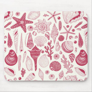 Seashells in Viva Magenta- Colour of the Year 2023 Mouse Pad
