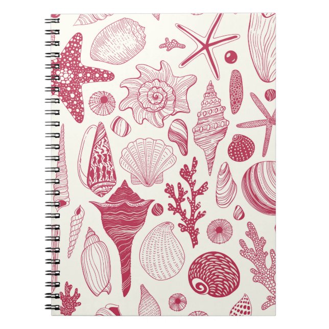 Seashells in Viva Magenta- Colour of the Year 2023 Notebook (Front)