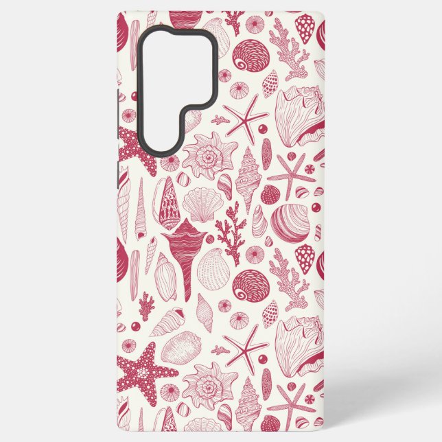 Seashells in Viva Magenta- Colour of the Year 2023 Samsung Galaxy S22 Ultra Case (Back)