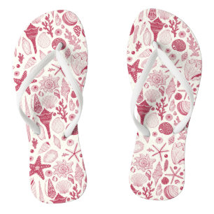 Seashells in Viva Magenta- Colour of the Year 2023 Thongs